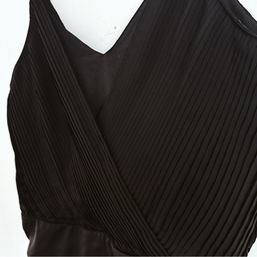 Zara Bodysuit V-Neck and Back Pleated Draped Black Top - Size Small - Picture 3 of 13